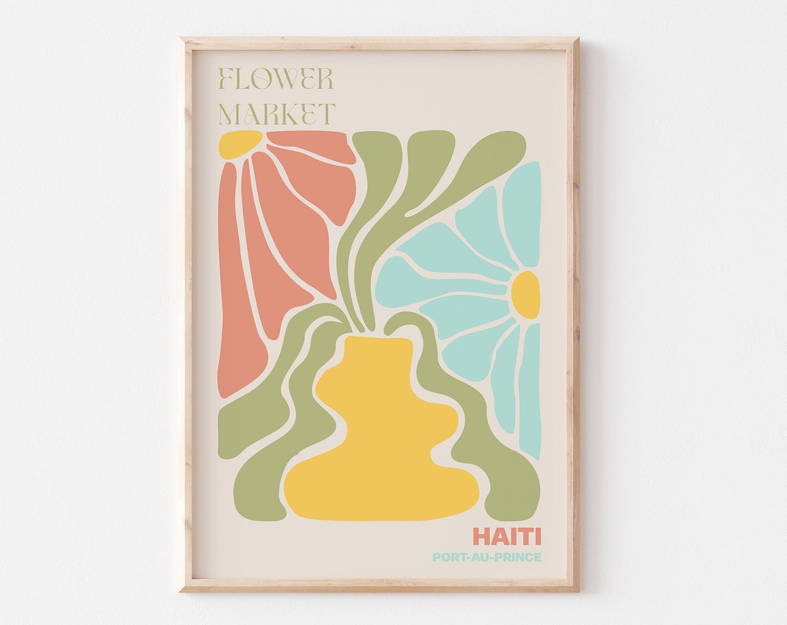 Haiti Poster Haiti Wall Art Haiti Personalised Travel Poster Haiti Flower Market Print Floral Wall Haiti