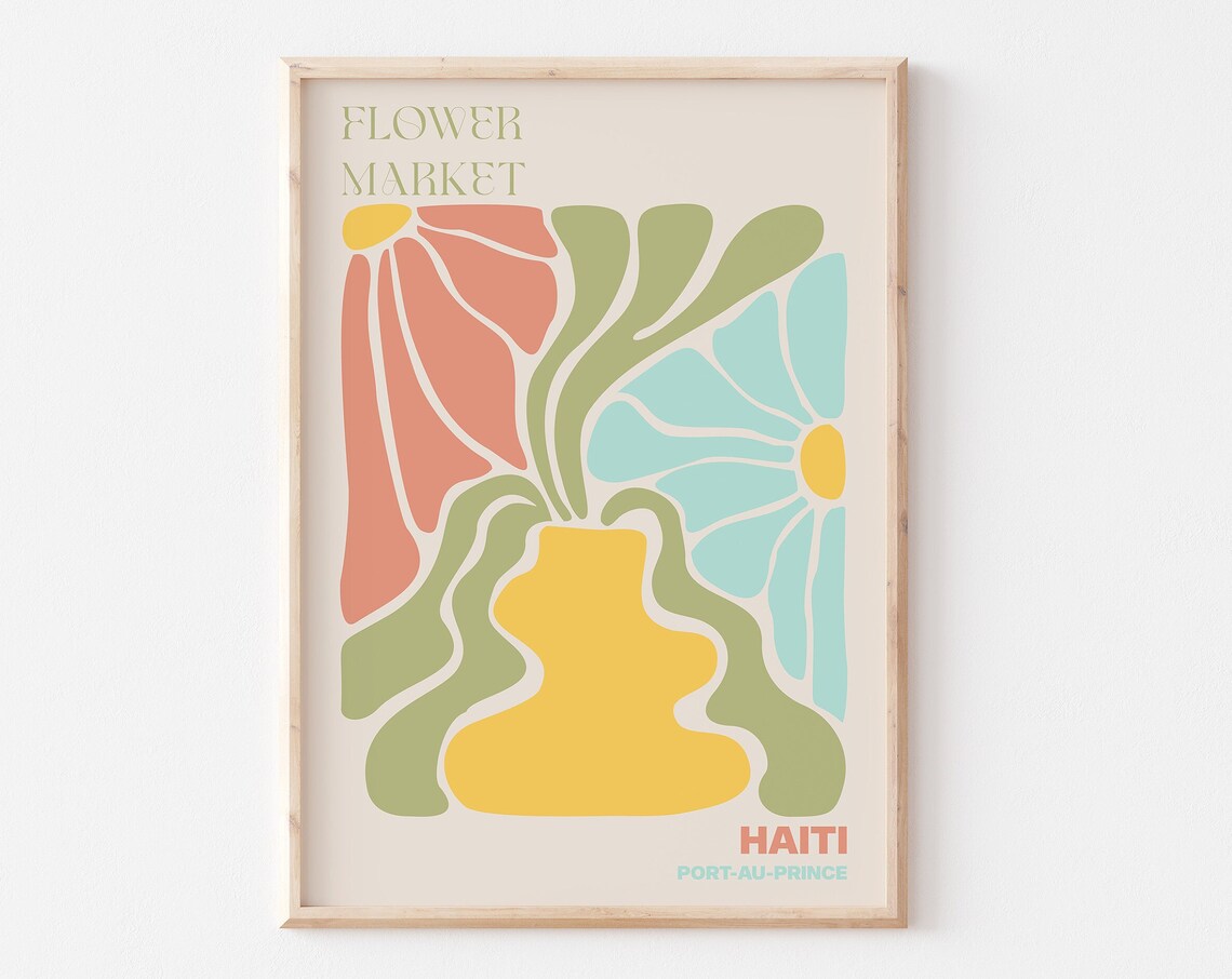 Port-Au-Prince Haiti Flower Market Pastel Abstract Vase Poster