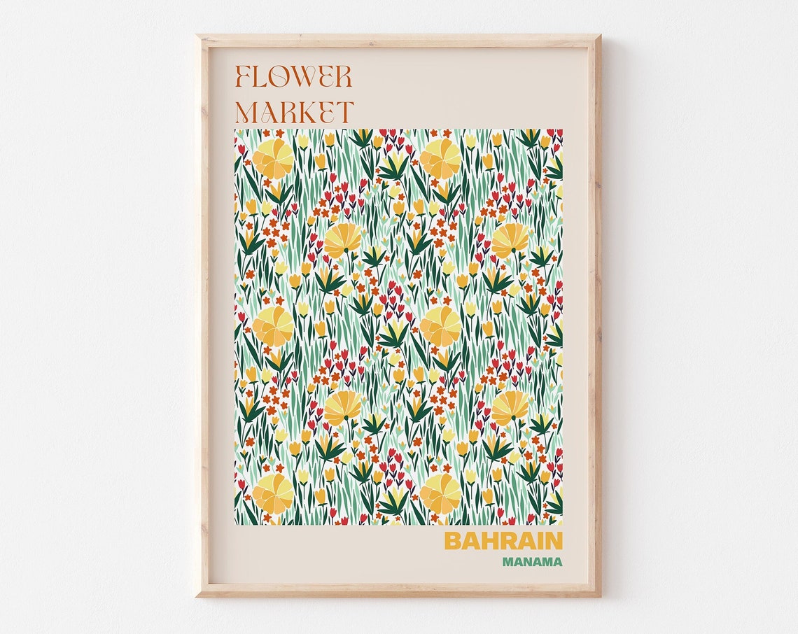 Bahrain Manama Flower Market Citrus Yellow Meadow Art Poster