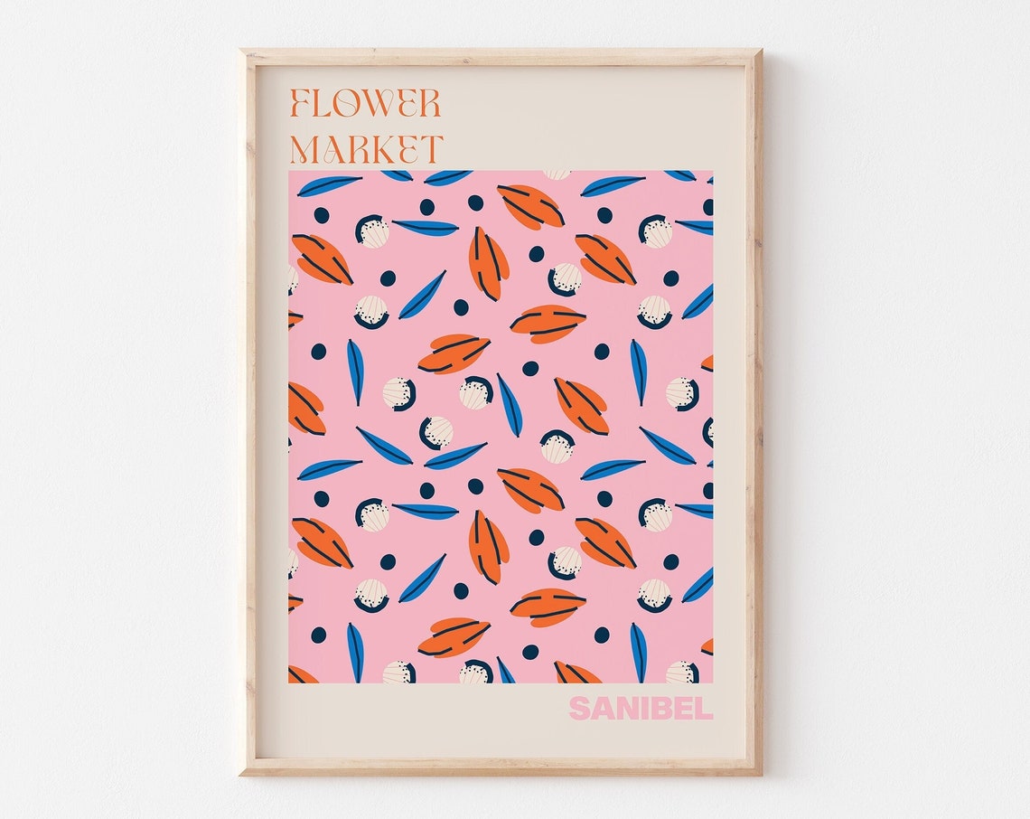 Sanibel Flower Market Playful Leaf Pattern Design Art Poster