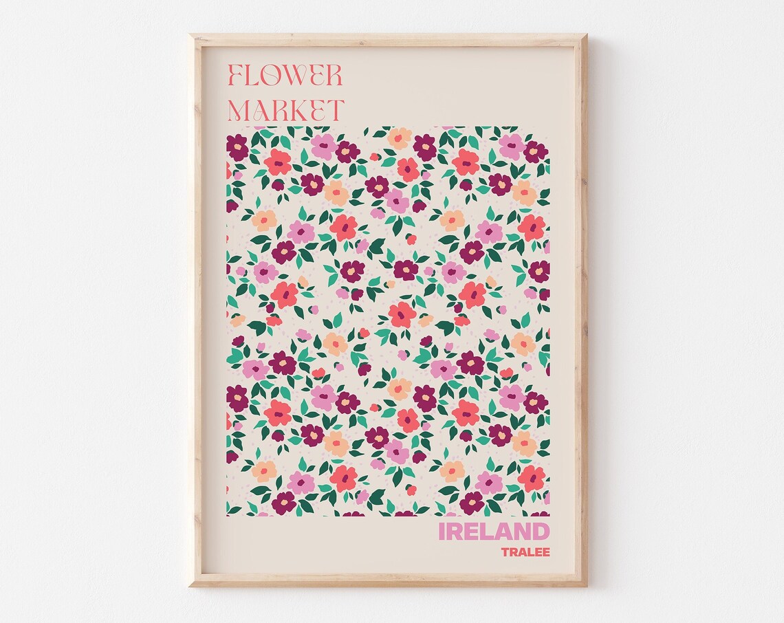 Ireland Tralee Charming Ditsy Floral Flower Market Pattern Poster