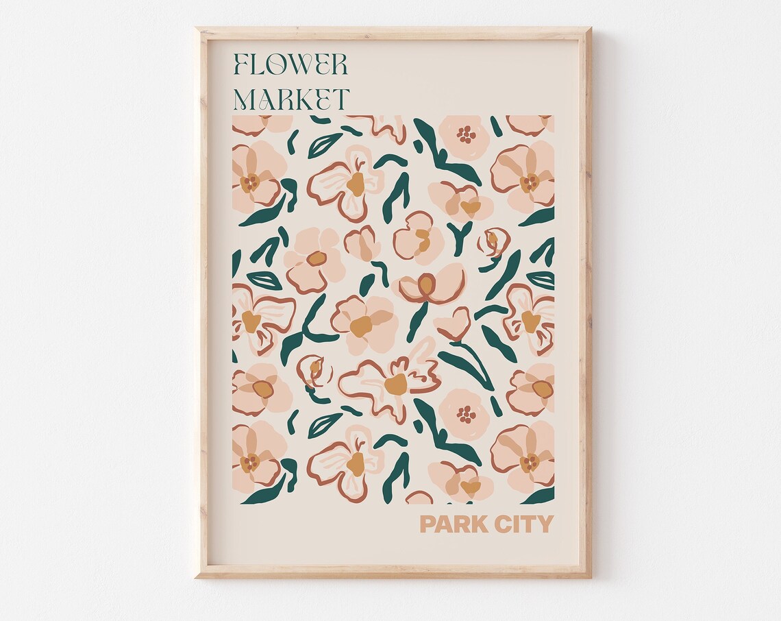 Park City Flower Market Poster Sage Green Terracotta Artwork