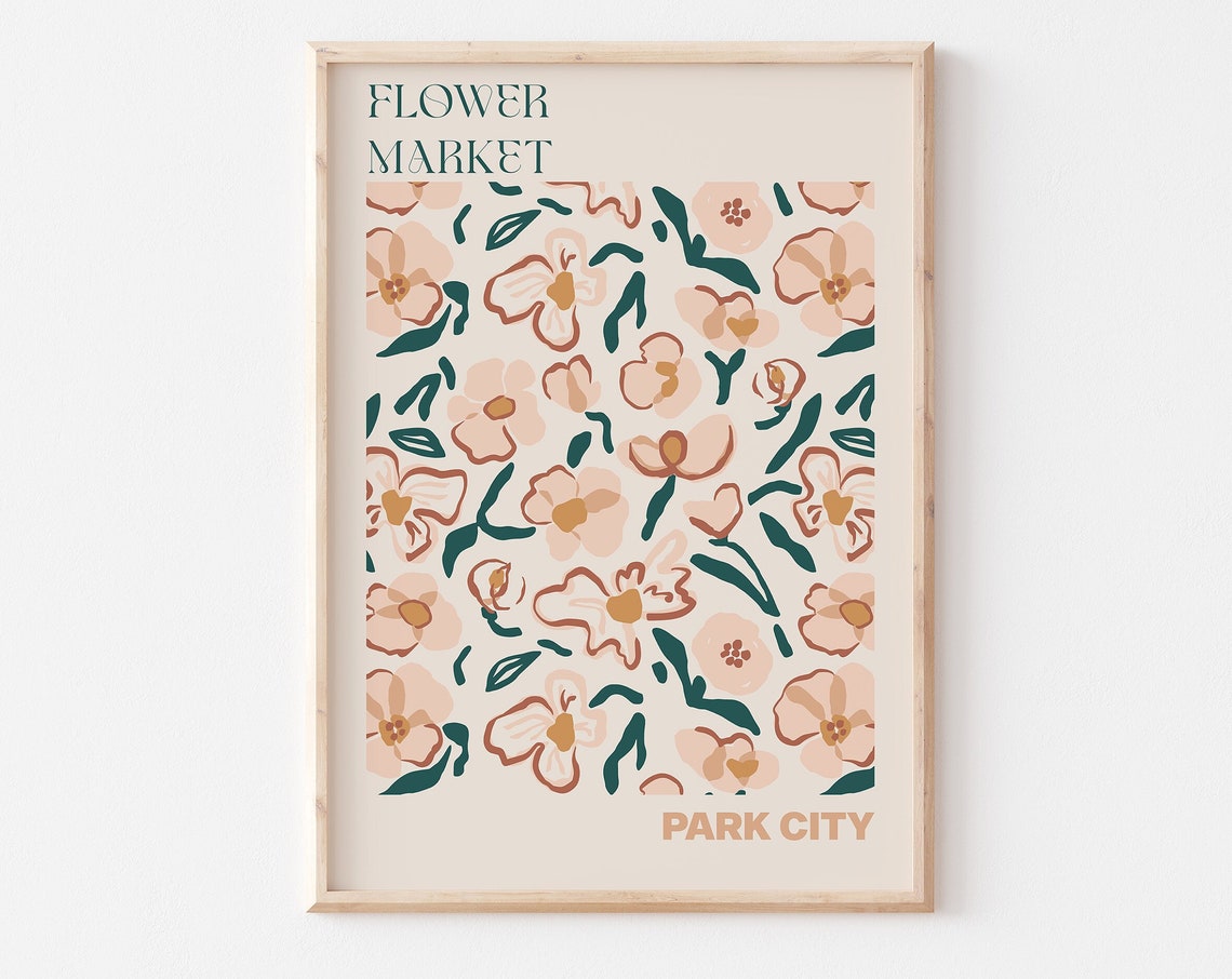 Park City Poster Park City Wall Art Park City Personalised Travel Poster Park City Flower Market Print Floral Wall Park City