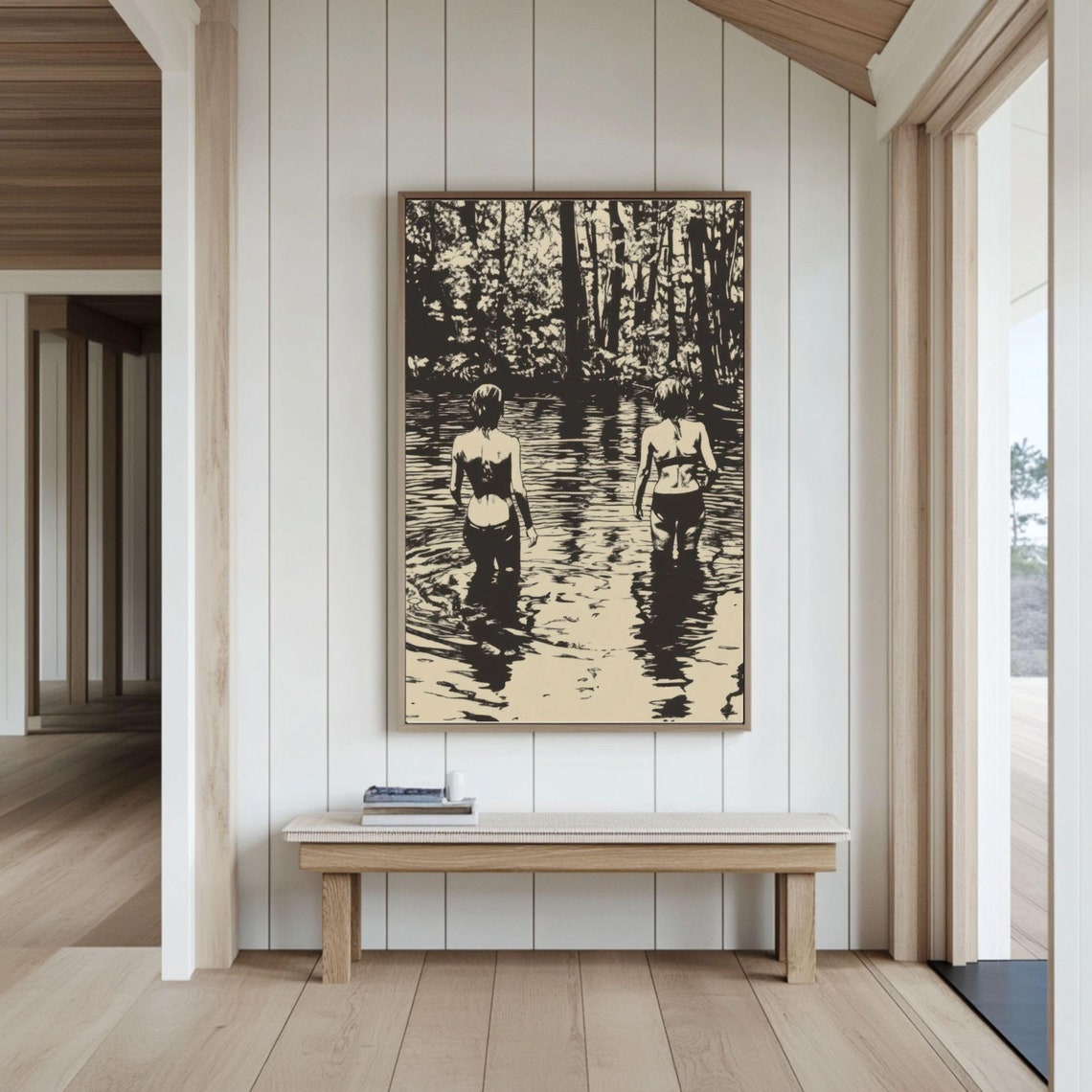 Serene Nature Poster Vintage Wall Art Boho Print Lake Wall Art Forest Poster