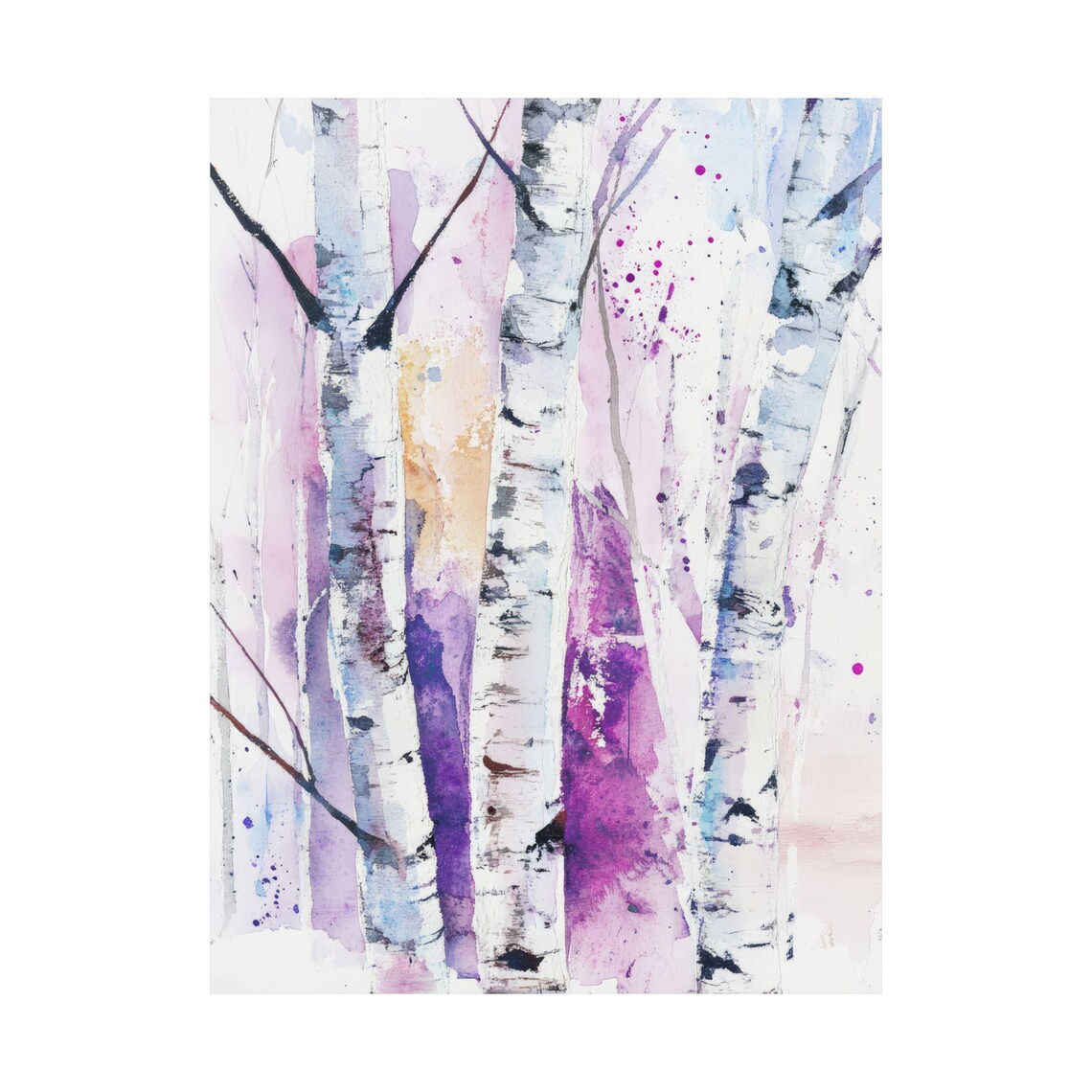 Birch Forest Watercolor Tree Artwork, Art Print - Image 3