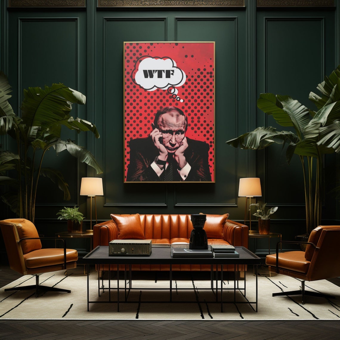 WTF Thought Bubble Putin Pop Art Satirical Portrait Wall Poster