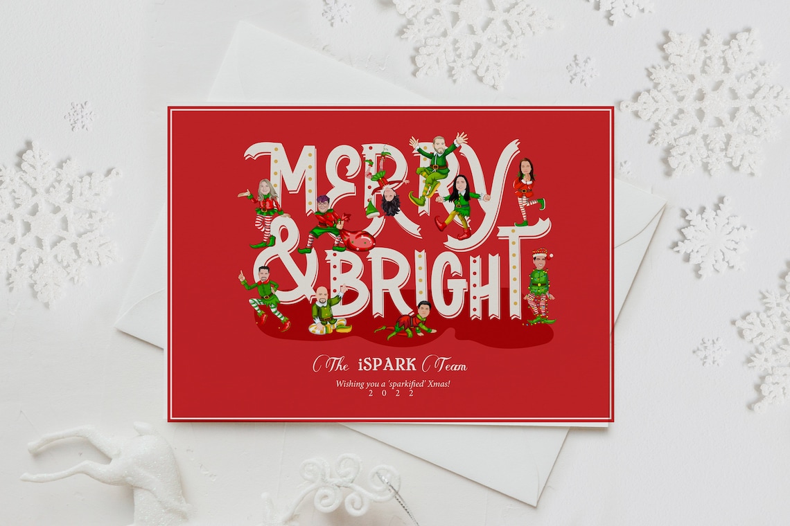 Custom Corporate Holiday Card Elf Team Christmas 2022 Art Print - Image 3