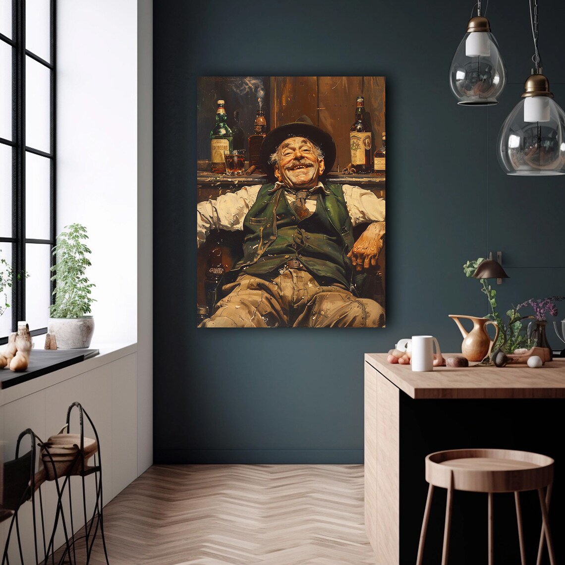 Old Man in Irish Pub Bar Art Print, Ireland - Image 5