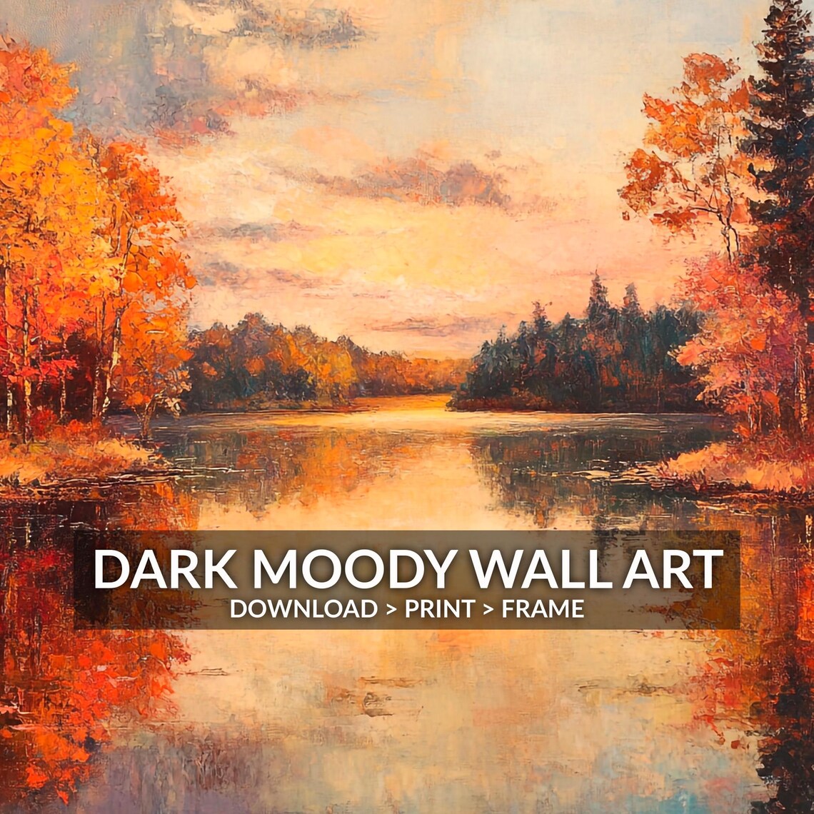 Sunset Over Autumn Lake With Fiery Reflections Rustic Waterscape Poster - Image 6