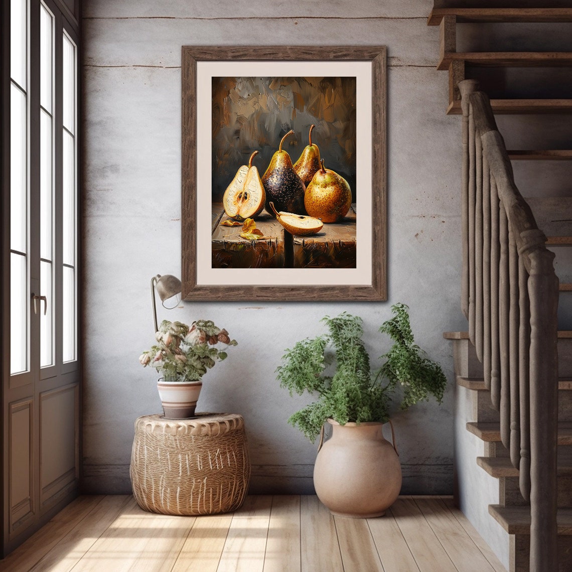 Pear Painting Dark Moody Art Kitchen Fruit Still Life Print Wall Art - Image 5