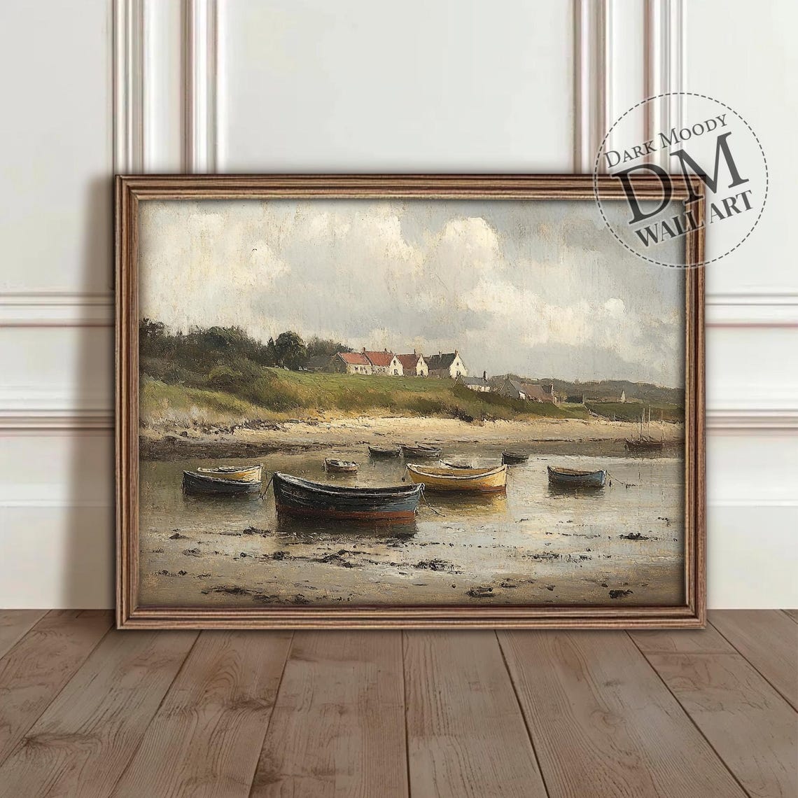 Scottish Fishing Village Wall Art Rustic Coastal Boats Seaside Print