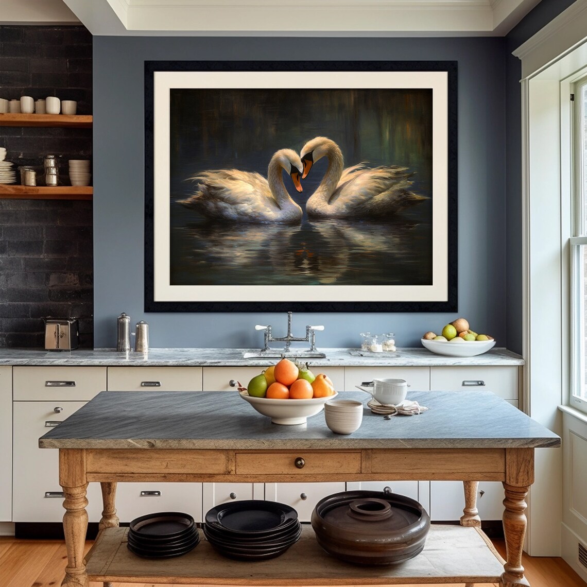 White Swan Painting, Dark Academia Bird Art - Image 4