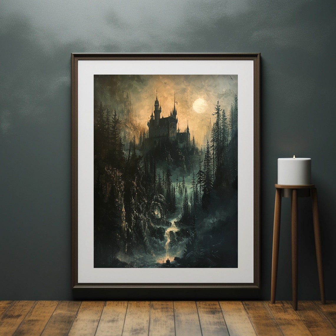 Gothic Castle Painting Dark Moody Landscape Print Victorian Medieval Castle Art - Image 6