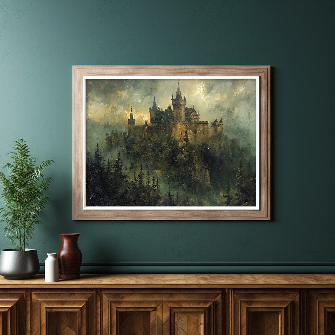 Gothic Castle Painting, Dark Moody Landscape Art Print - Image 6