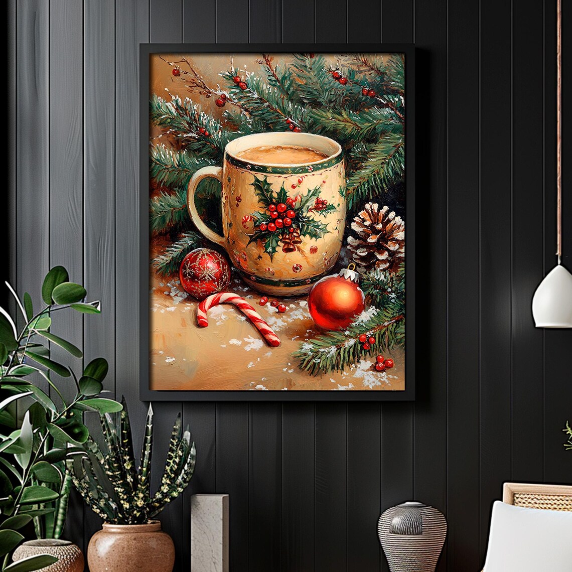 Christmas Coffee Mug, Vintage Christmas Kitchen Art - Image 6