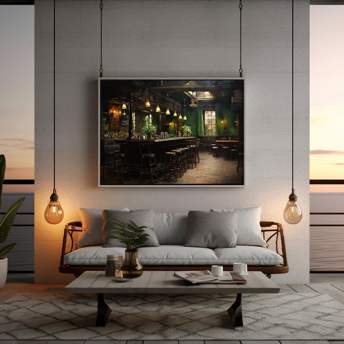 Irish Pub Dark Moody Abstract Wall Art Print - Image 5