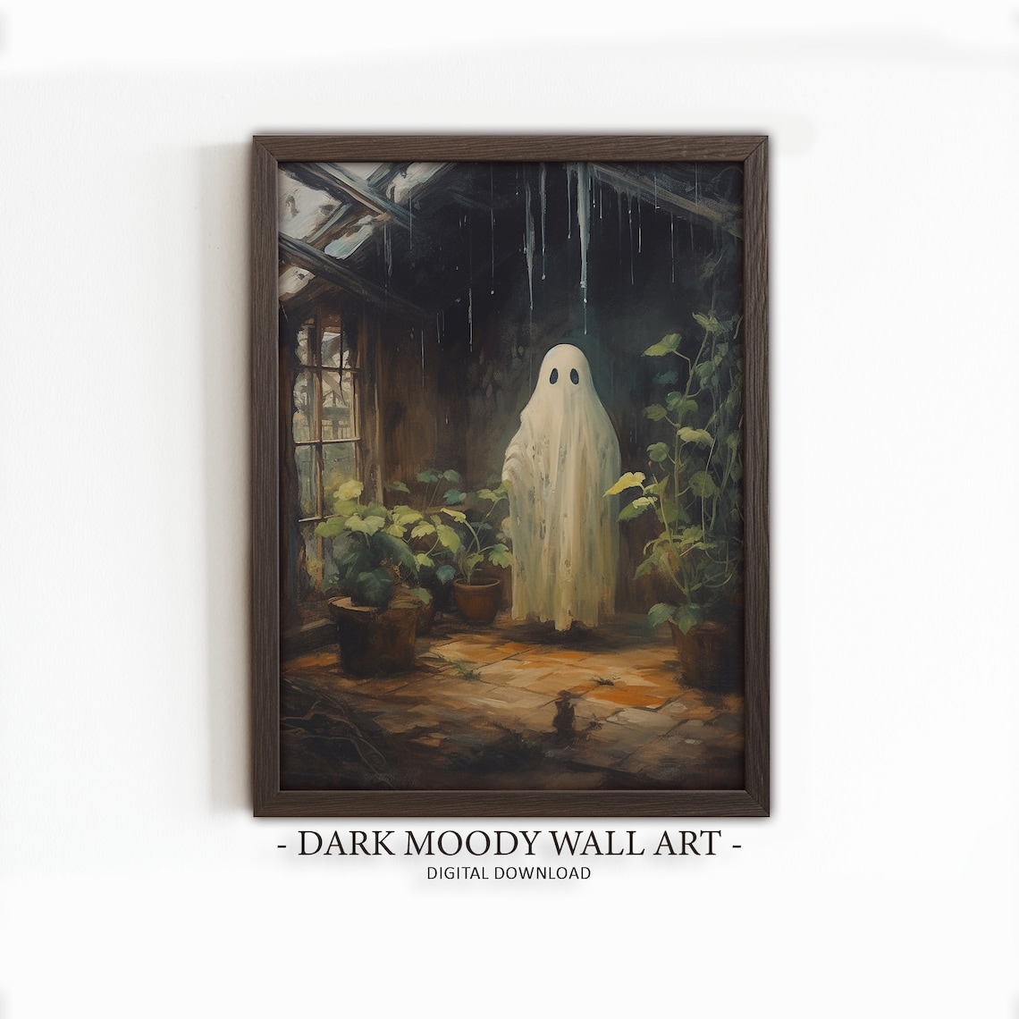 Cute Ghost Painting, Haunted Halloween Gothic Decor
