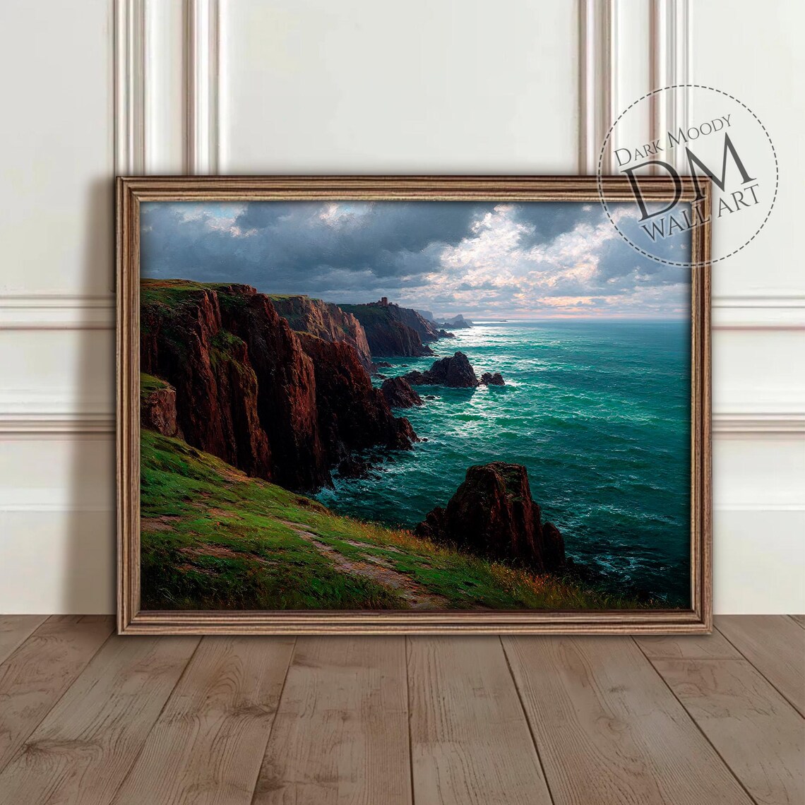 Irish Cliffs Seascape, Moody Coastal Landscape Print