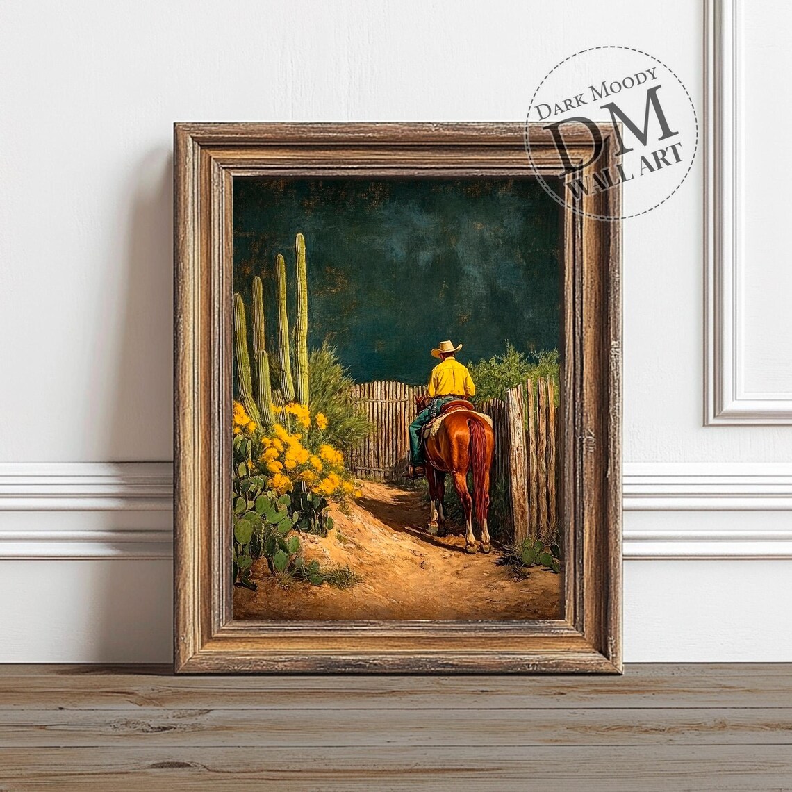 Mexican Cowboy Rustic Horse Cactus Western Art Print