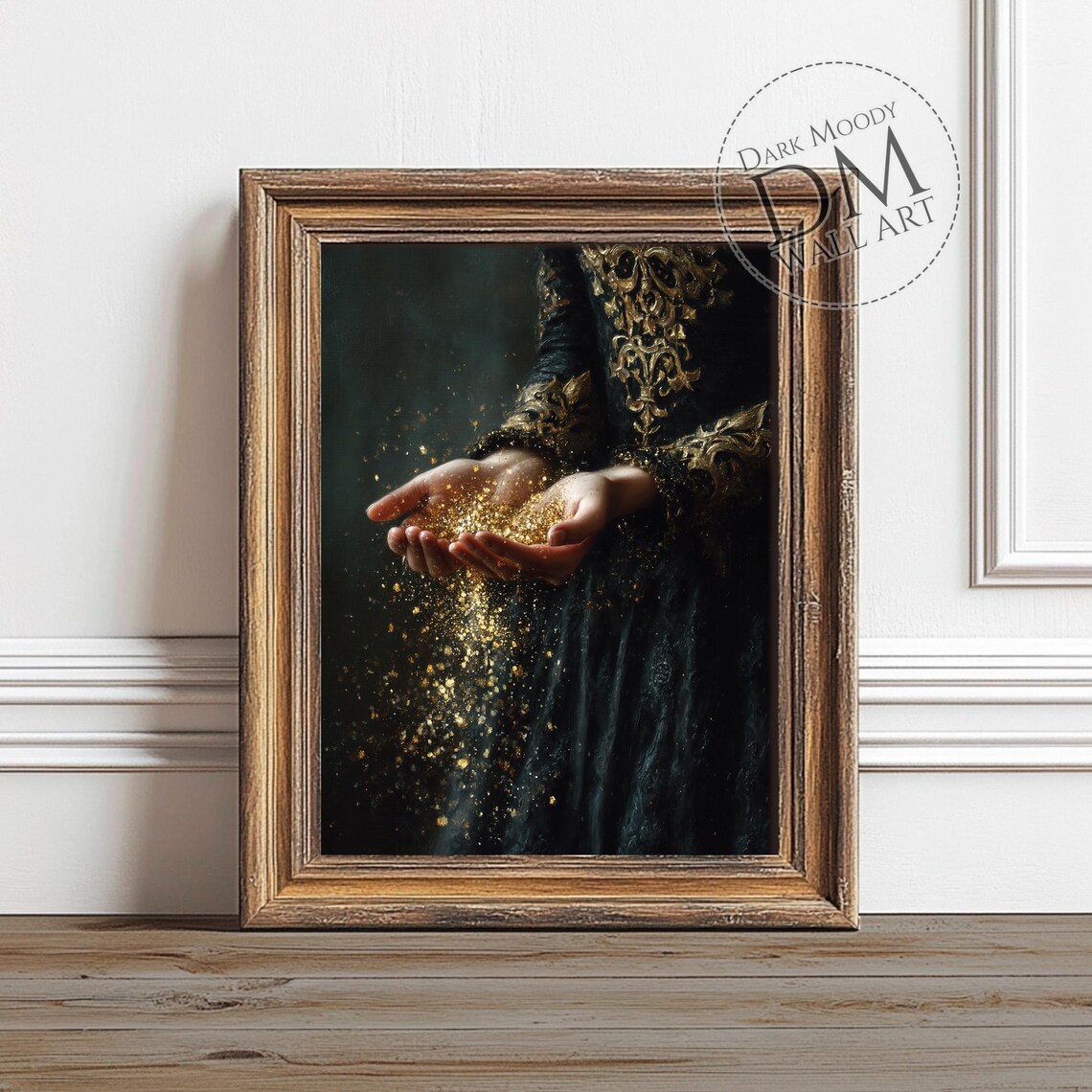 Hands With Gold Dust Gothic Symbolic Art Print
