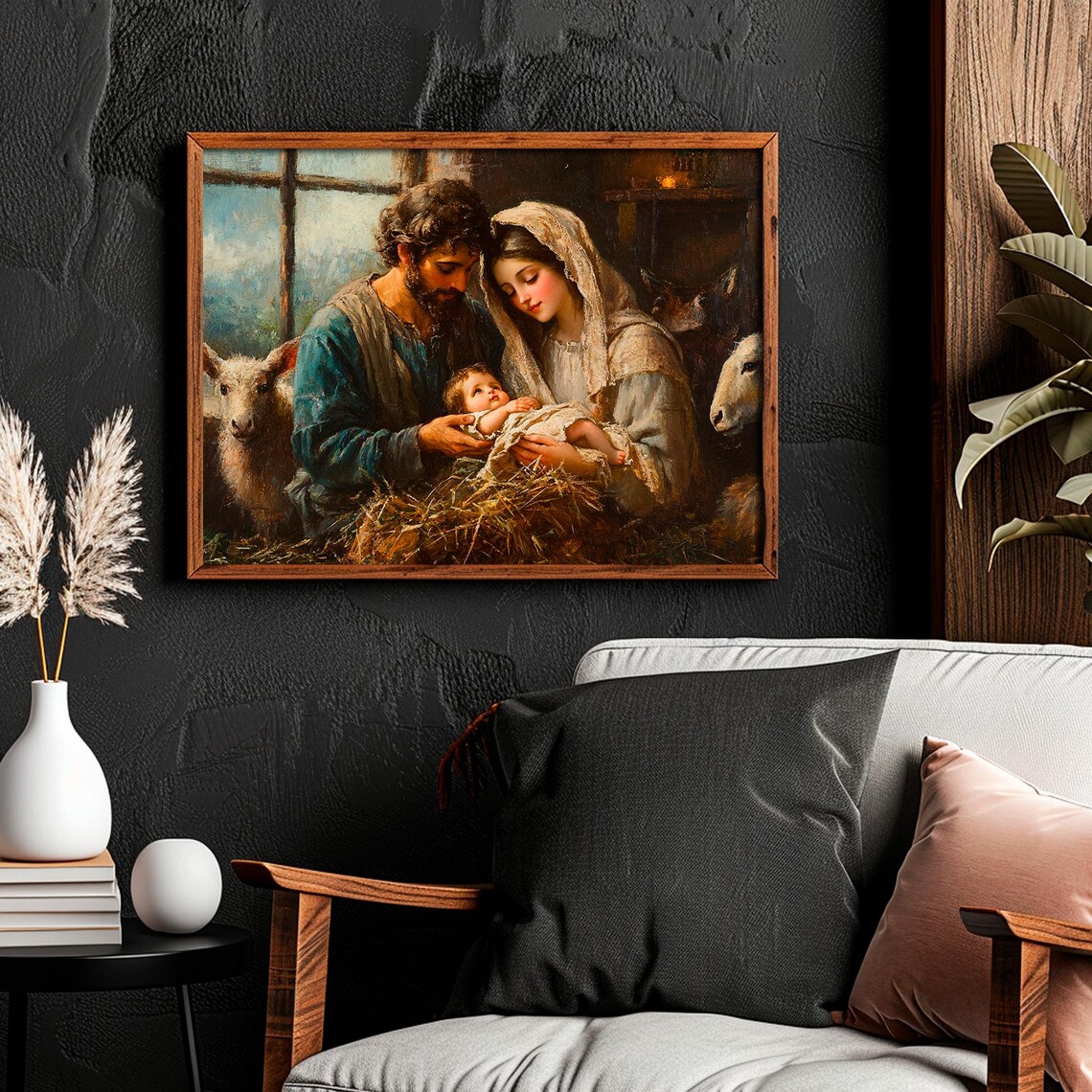 Holy Family With Baby Jesus Vintage Christmas Art Print - Image 4