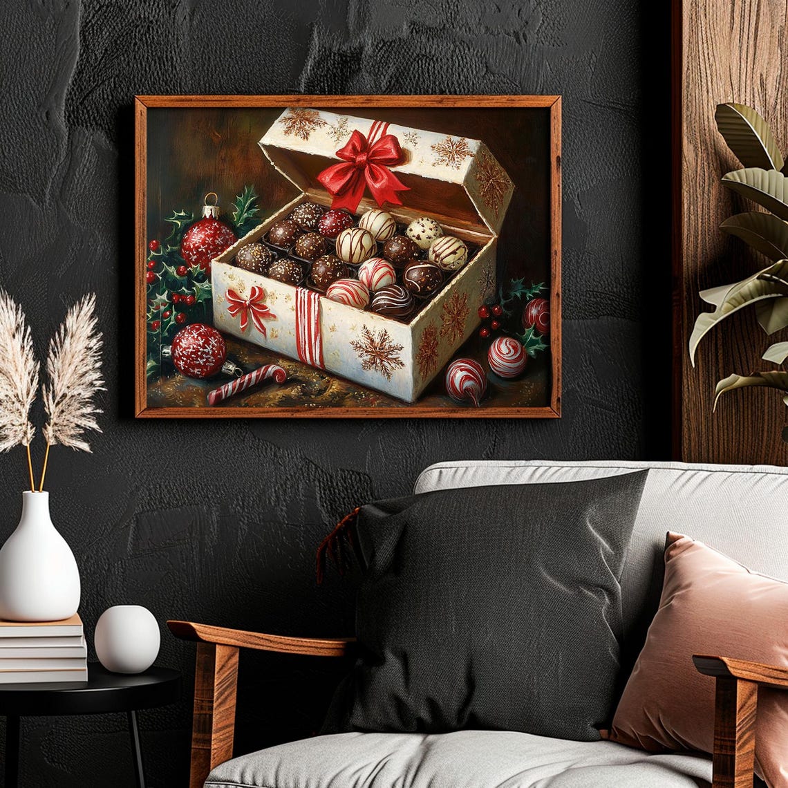 Christmas Chocolate Truffles in Gift Box With Red Bow Wall Art - Image 2
