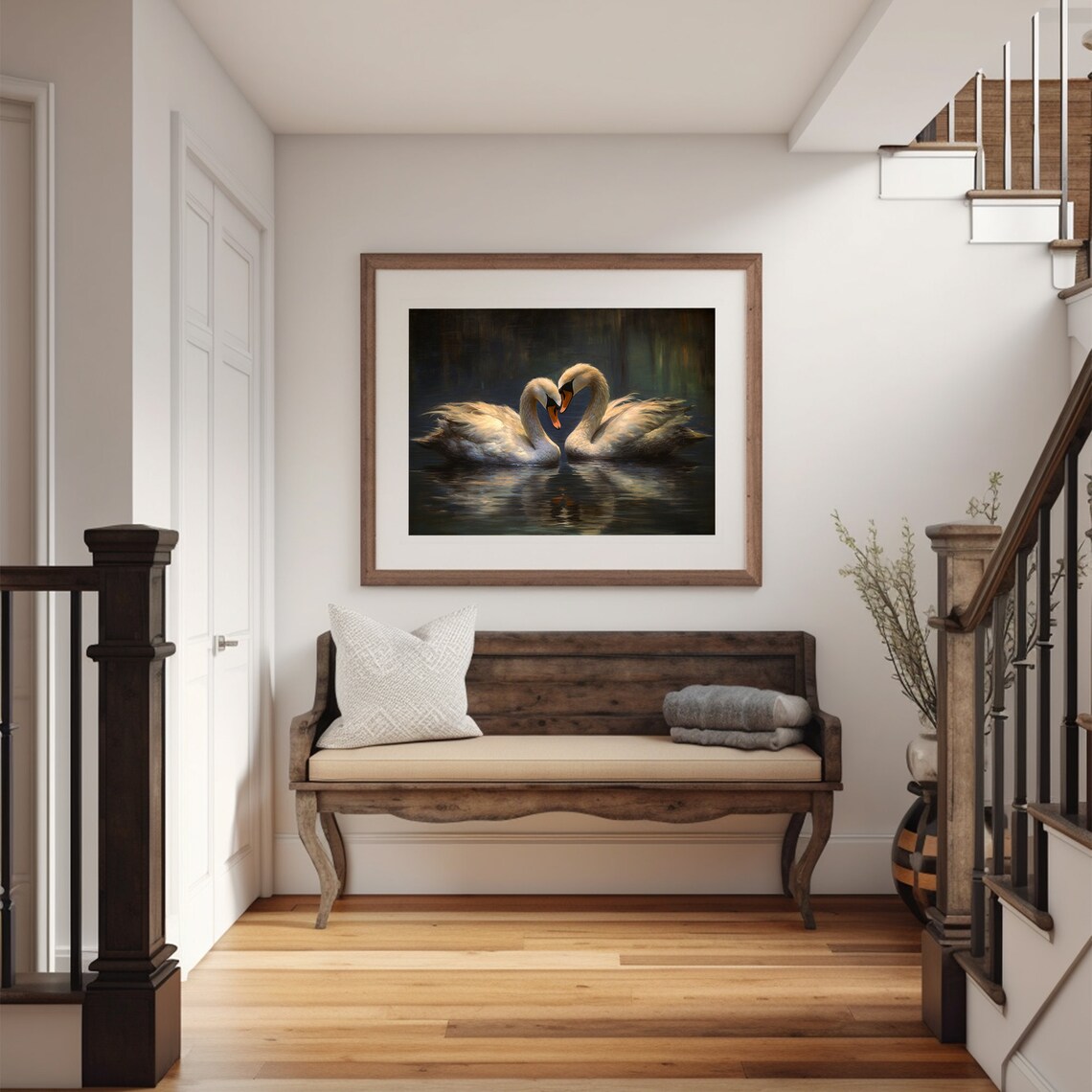 White Swan Painting, Dark Academia Bird Art - Image 5