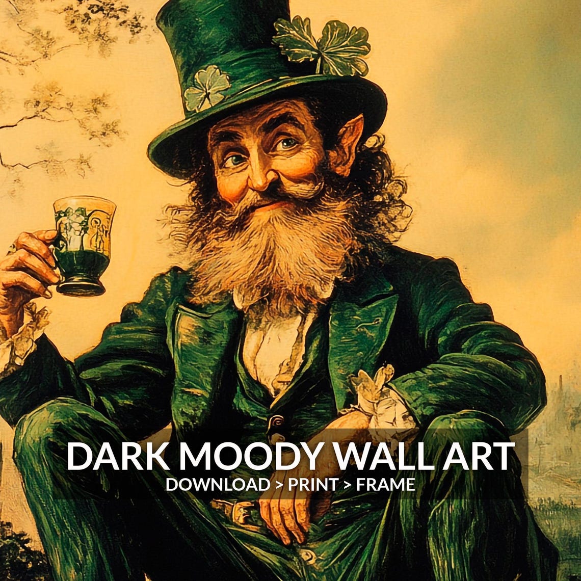 Leprechaun Print Vintage St Patricks Day Decor Rustic Irish Wall Art Irish Trickster Painting - Image 6