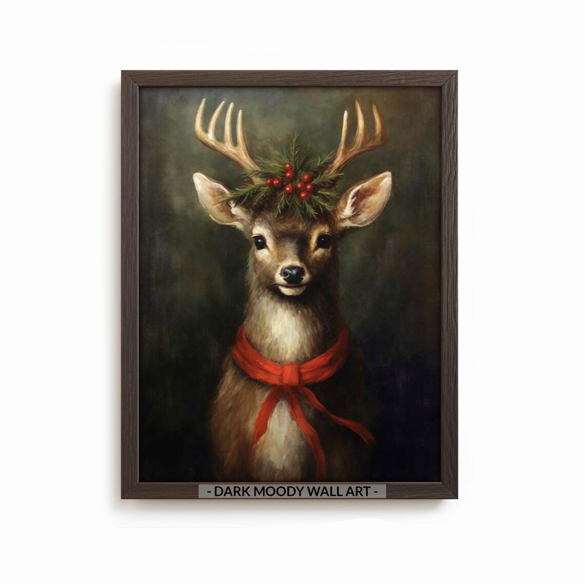 Christmas Reindeer Vintage Deer Wall Art Print
