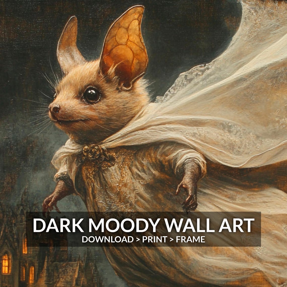 Tiny Bat Princess Flowing Lace Dress Haunted Castle Fantasy Art Poster - Image 6