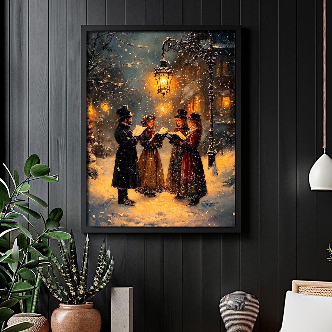 Christmas Carolers, Vintage Victorian Winter Print - Image 4