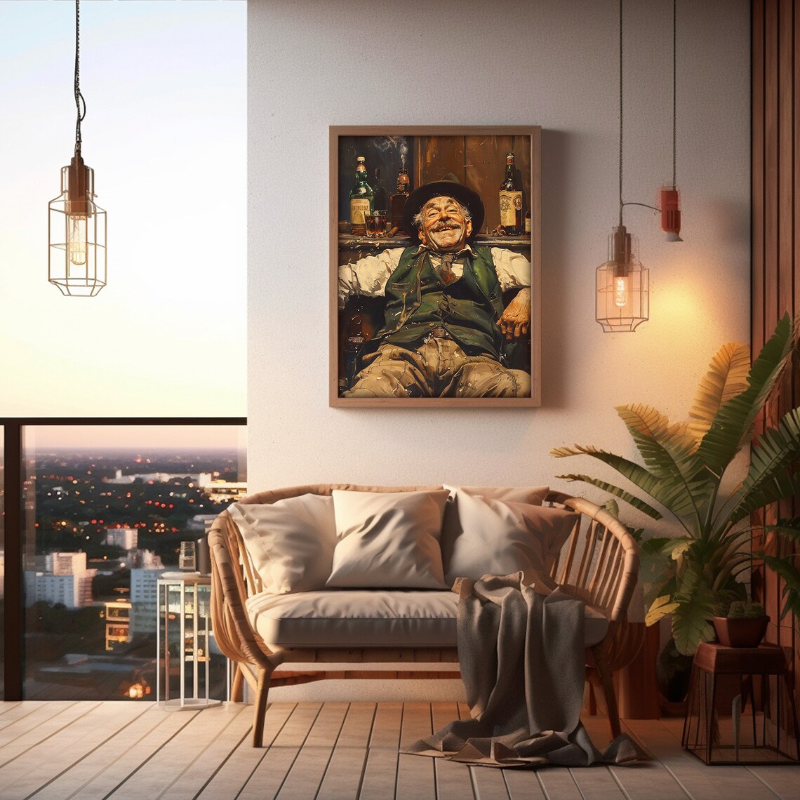 Old Man in Irish Pub Bar Art Print, Ireland - Image 2