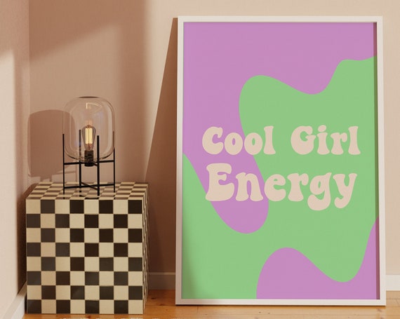 Purple and Green Y2K Abstract Swirls Art Print