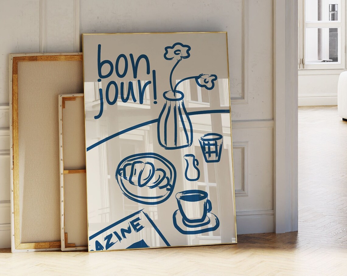Bonjour French Breakfast Retro Food Art Print