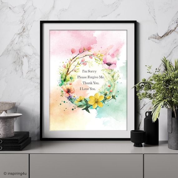 Hooponopono Prayer Floral Inspirational Art Print