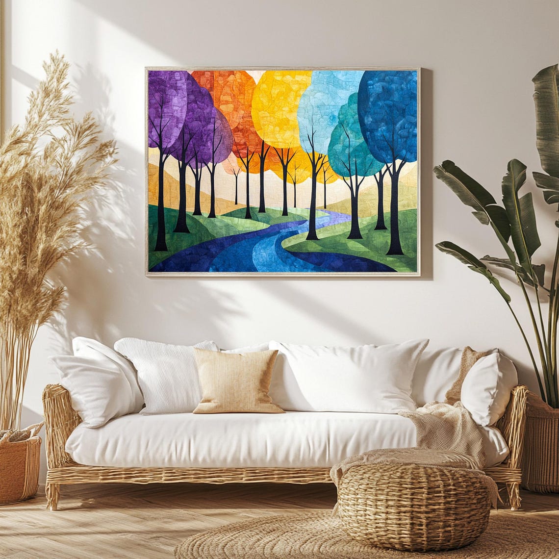 Vibrant Forest Art Print Vibrant Wall Art Colorful Abstract Forest Painting Modern Landscape Impressionist - Image 3