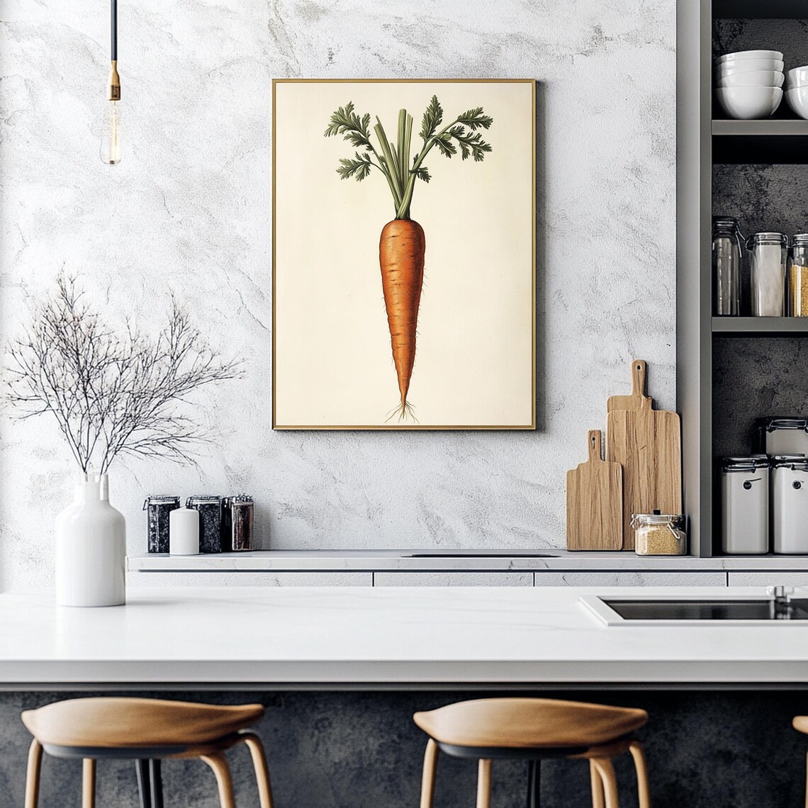 Vintage Carrot Kitchen Wall Art Carrot Poster Vintage Vegetables Poster Vegetable Illustration Print Retro Poser - Image 4