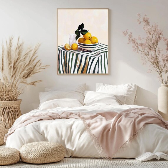 Still Life Fruit Print Kitchen Prints Art For Kitchen Art For Dining Room Boho Kitchen Decor Lemon Poster Gifts For Her Art