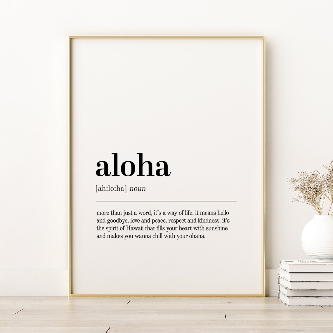 Aloha Definition Print, Minimalist Modern Quote