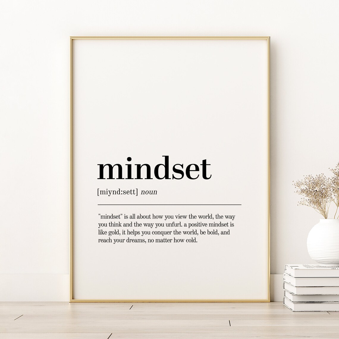 Mindset Definition Quote, Minimalist Art Print