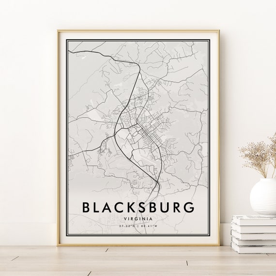Blacksburg Map Print, Modern Virginia Travel Poster
