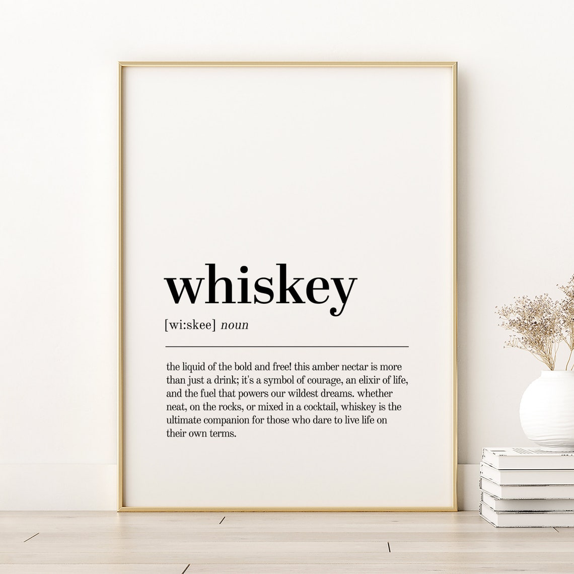 Whiskey Definition Quote Minimalist Dictionary Art Print Gift