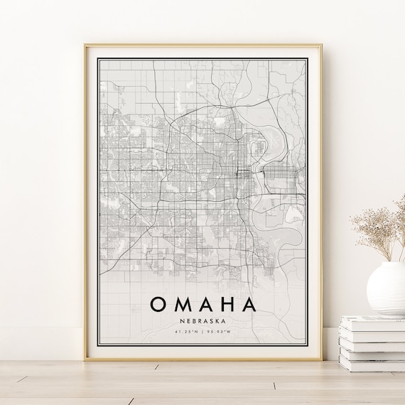 Omaha Map Print, Nebraska City Minimalist Travel Poster