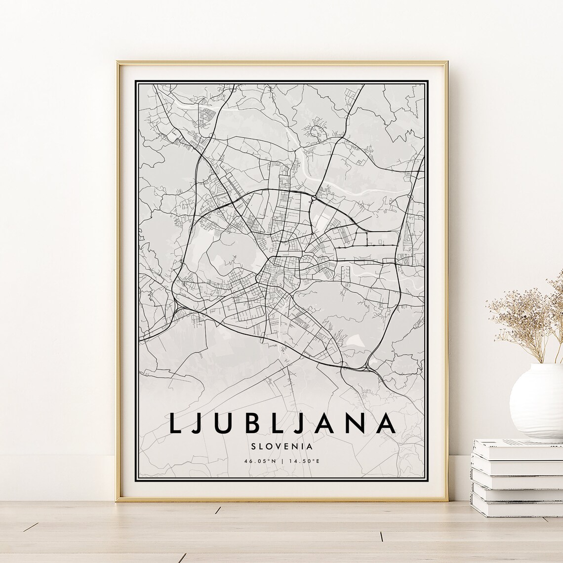 Ljubljana Map Poster, Slovenia Home Decor