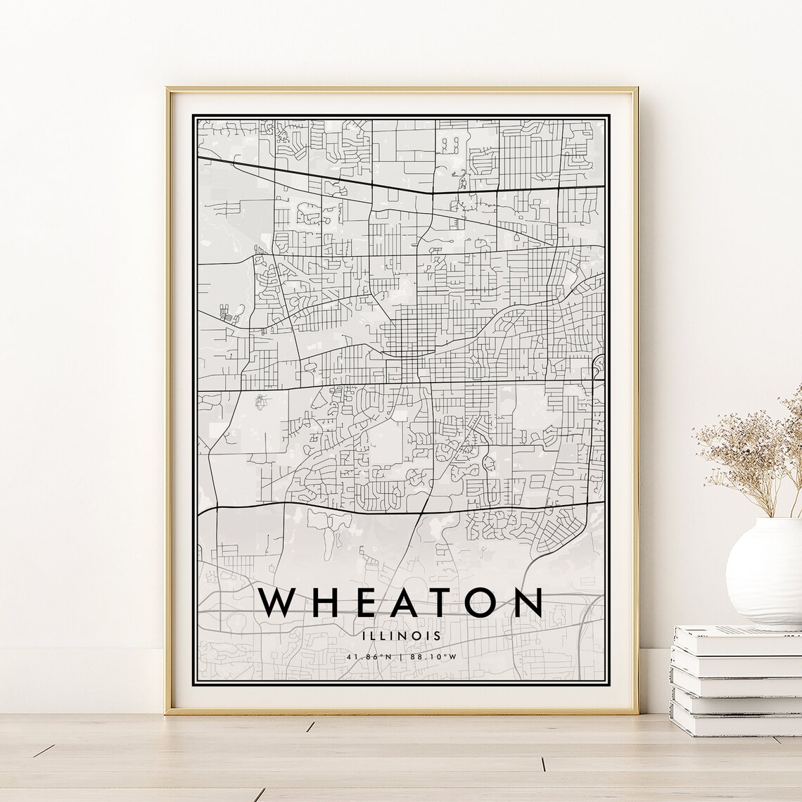 Wheaton Map Print, Illinois City Travel Poster