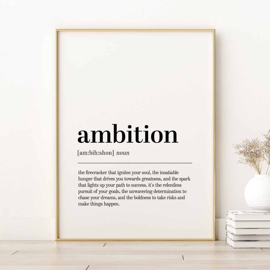 Ambition Minimalist Dictionary Definition Motivation Quote Poster