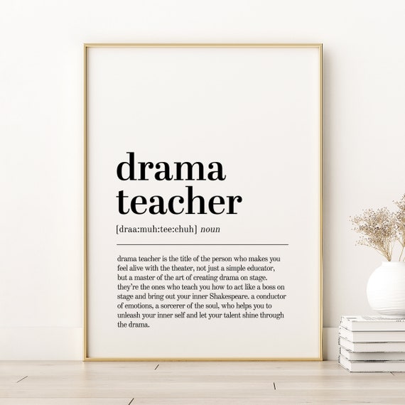 Drama Teacher Definition Quote Poster, Minimalist