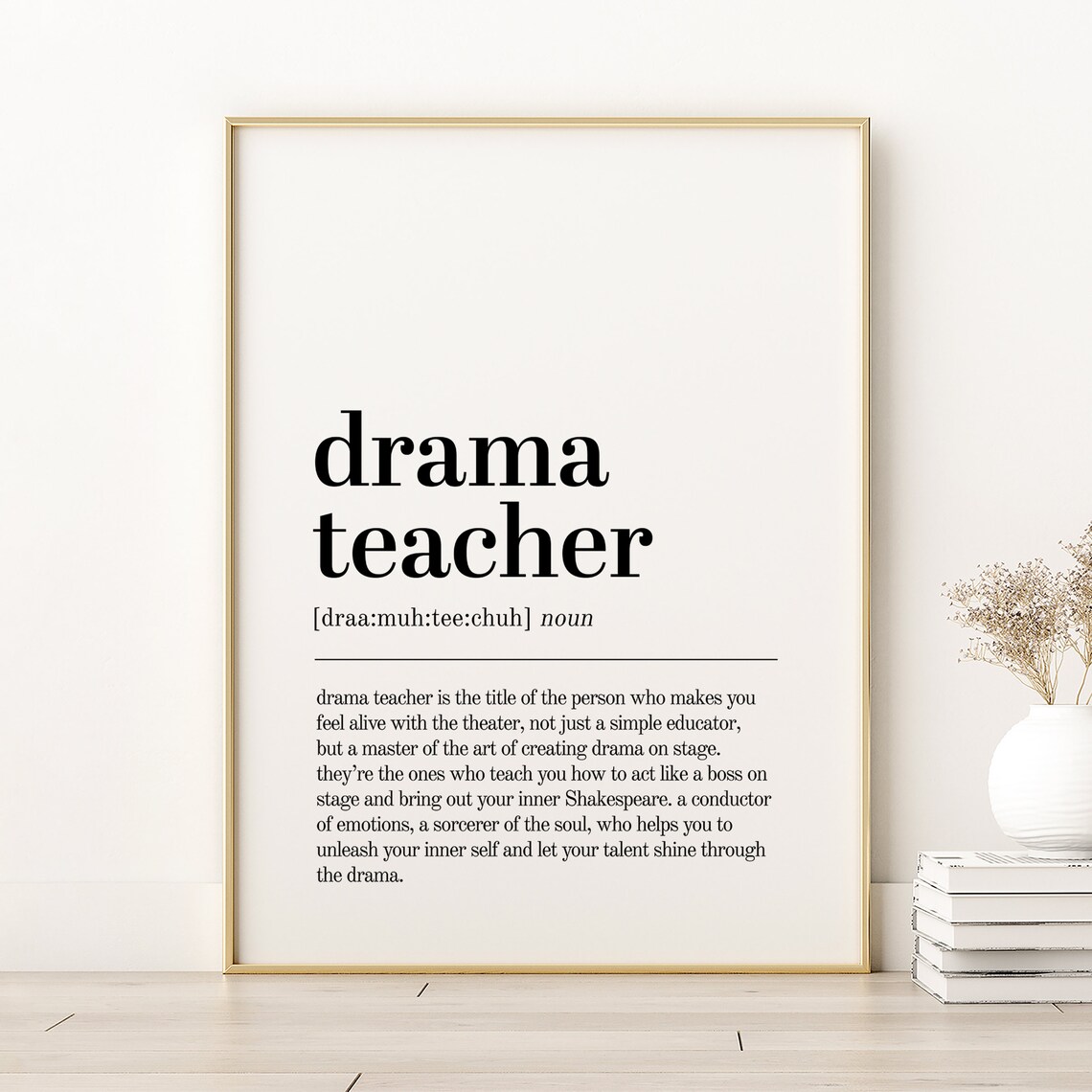 Drama Teacher Definition Quote Poster, Minimalist