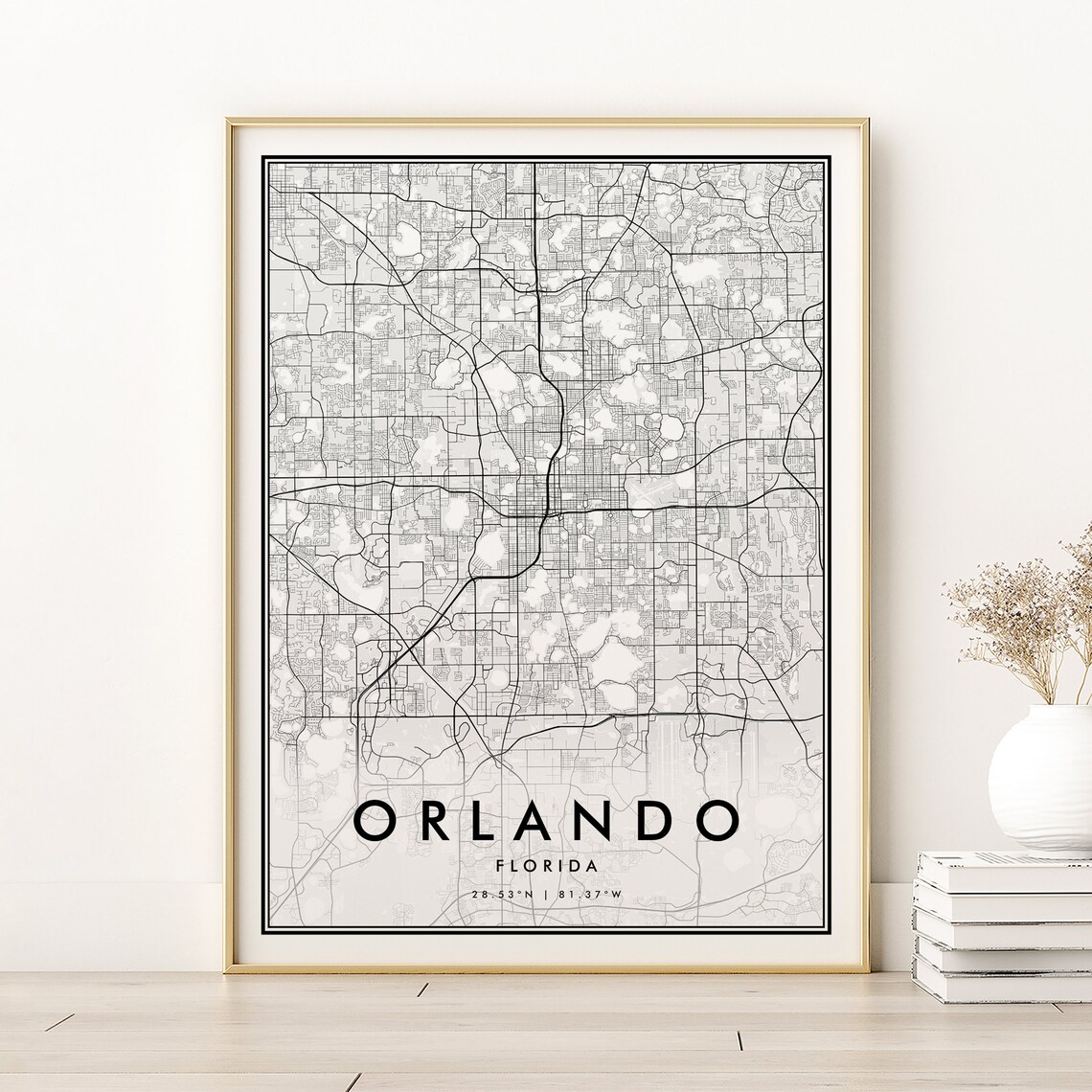 Orlando Map Print, Florida Minimalist Travel Poster