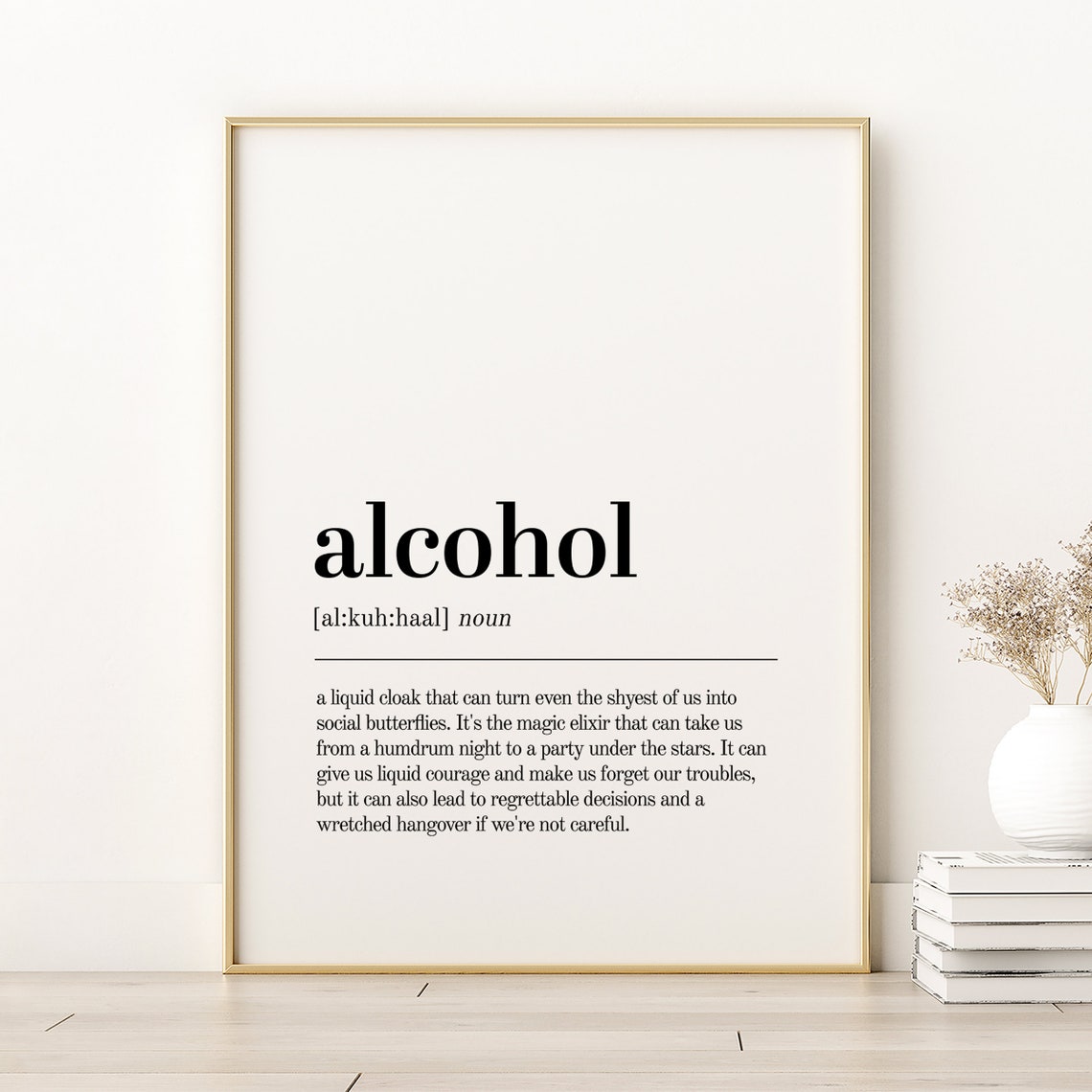 Alcohol Liquid Courage Dictionary Definition Funny Typographic Poster